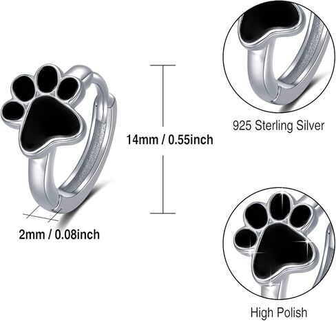 اقراط على شكل مخلب للنساء من الفضة الاسترليني عيار 925، اقراط حلقية مضادة للحساسية للبنات والكلاب والقطط، هدايا مجوهرات للاذن الحساسة للاطفال والمراهقين in Kuwait