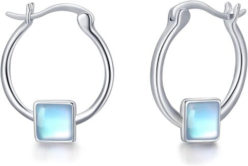 CHENGHONG Moonstone الأقراط 925 الفضة الاسترليني جولة / القلب / نجمة Huggie هوب الأقراط للنساء الأقراط هيبوالرجينيك للآذان الحساسة Moonstone مجوهرات هدايا للفتيات المراهقات in Kuwait