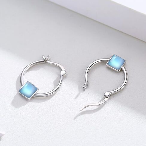 CHENGHONG Moonstone الأقراط 925 الفضة الاسترليني جولة / القلب / نجمة Huggie هوب الأقراط للنساء الأقراط هيبوالرجينيك للآذان الحساسة Moonstone مجوهرات هدايا للفتيات المراهقات in Kuwait