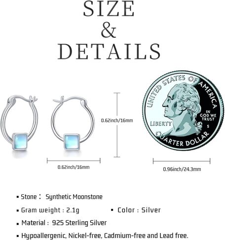 CHENGHONG Moonstone الأقراط 925 الفضة الاسترليني جولة / القلب / نجمة Huggie هوب الأقراط للنساء الأقراط هيبوالرجينيك للآذان الحساسة Moonstone مجوهرات هدايا للفتيات المراهقات in Kuwait