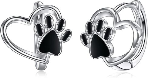 Paw Print Earrings 925 Sterling Silver Cat Claw Earrings Hypoallergenic Hoop Earrings Jewelry Gifts for Women Girl, Sterling Silver, No Gemstone in Kuwait