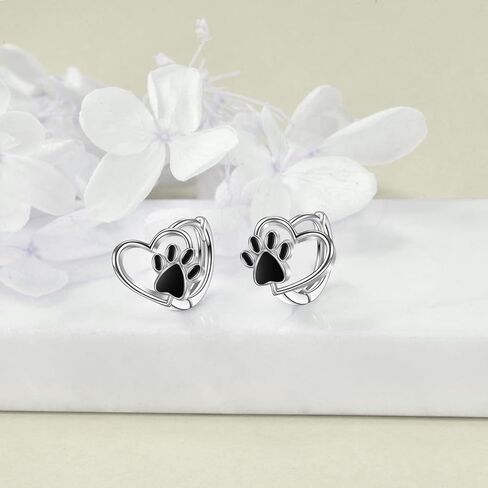 Paw Print Earrings 925 Sterling Silver Cat Claw Earrings Hypoallergenic Hoop Earrings Jewelry Gifts for Women Girl, Sterling Silver, No Gemstone in Kuwait