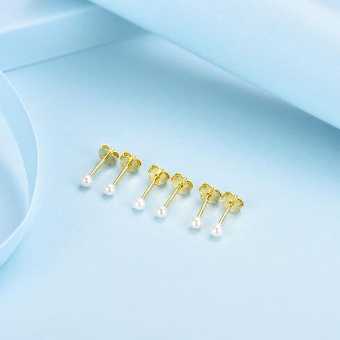 Sterling Silver Stud Earrings for Women Girls- 3 Pairs of 2mm Tiny Ball Stud Earrings Round CZ Cubic Zirconia Earrings Pearl Earrings Set Cartilage Small Tragus Earrings Nose Lip Rings in Kuwait