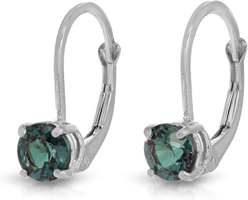 Galaxy Gold GG 14K Solid Gold Lever Back Earrings with Round Shape Genuine Brilliant Cut Lab. Grown Alexandrite (Grade AAA) in Kuwait
