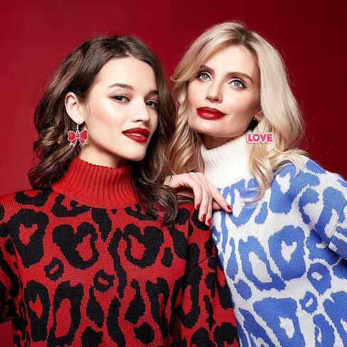 24 Pairs Valentines Day Earrings Bulk Valentine's Day Earrings for Girls Women Love Heart Rose Alloy Rhinestones Earrings Women's Drop and Dangle Earrings for Valentine Gift in Kuwait