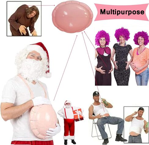بيتيت مانون بطن سانتا كلوز كبير قابل للنفخ بتصميم سانتا كلوز للكريسماس، بطن وهمي قابل للنفخ لحشو البطن للكريسماس، بدلة دهون كوسبلاي in Kuwait