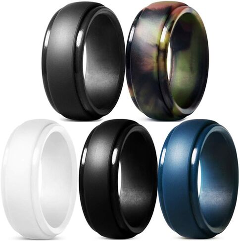 Cosowe Silicone Wedding Rings for Men, Mens Rubber Silicone Wedding Bands - 5 Pack / 2 Pack in Kuwait