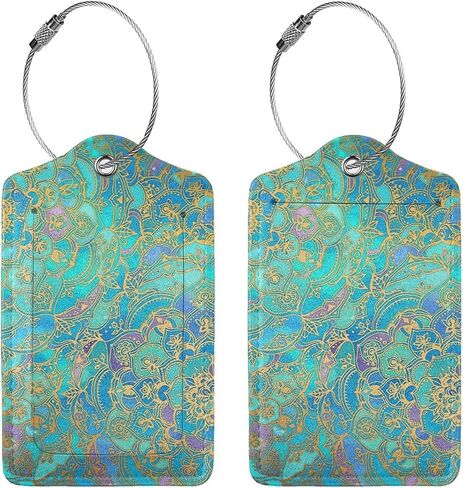 علامة الأمتعة Gocerktr بمقاييس قوس قزح على شكل حورية البحر مع غطاء خلفي كامل للخصوصية وحقيبة اسم وبطاقة الهوية ومجموعة علامات من جلد البولي يوريثان وعلامة الأمتعة المصنوعة من الفولاذ المقاوم للصدأ للنساء والرجال للسفر (قطعة واحدة) in Kuwait