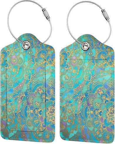 علامة الأمتعة Gocerktr بمقاييس قوس قزح على شكل حورية البحر مع غطاء خلفي كامل للخصوصية وحقيبة اسم وبطاقة الهوية ومجموعة علامات من جلد البولي يوريثان وعلامة الأمتعة المصنوعة من الفولاذ المقاوم للصدأ للنساء والرجال للسفر (قطعة واحدة) in Kuwait