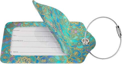 علامة الأمتعة Gocerktr بمقاييس قوس قزح على شكل حورية البحر مع غطاء خلفي كامل للخصوصية وحقيبة اسم وبطاقة الهوية ومجموعة علامات من جلد البولي يوريثان وعلامة الأمتعة المصنوعة من الفولاذ المقاوم للصدأ للنساء والرجال للسفر (قطعة واحدة) in Kuwait