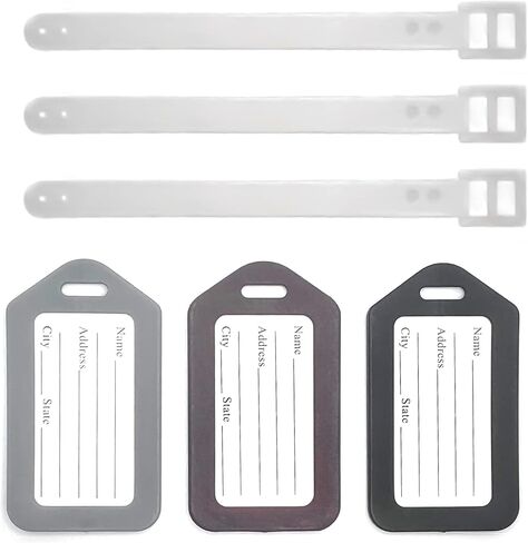 3 قطع علامات الأمتعة، بطاقة هوية السفر حقيبة الأمتعة بقعة بسرعة (أسود، رمادي، بني) in Kuwait