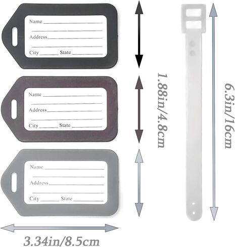 3 قطع علامات الأمتعة، بطاقة هوية السفر حقيبة الأمتعة بقعة بسرعة (أسود، رمادي، بني) in Kuwait