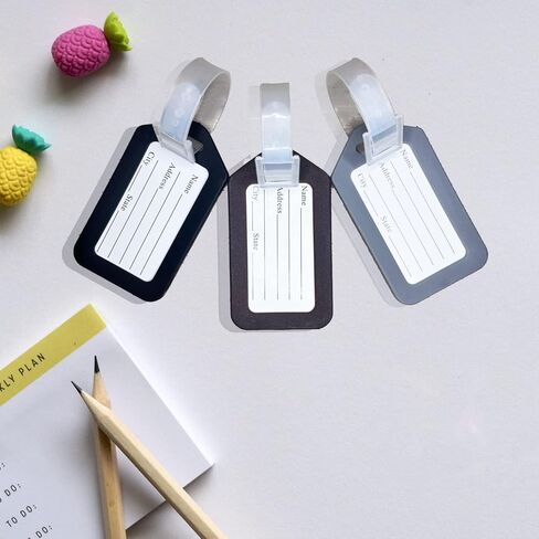 3 قطع علامات الأمتعة، بطاقة هوية السفر حقيبة الأمتعة بقعة بسرعة (أسود، رمادي، بني) in Kuwait