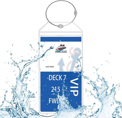 حامل علامات الأمتعة Yosunbim Cruise مقاوم للماء وعلامة إلكترونية شفافة بسحاب وحاملات PVC مع حلقات أسلاك فولاذية لأساسيات الرحلات البحرية (7.3 × 3.5 بوصة، 8 قطع شفافة) in Saudi Arabia