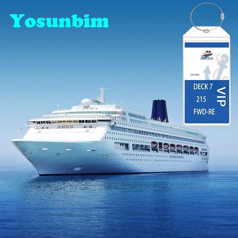 حامل علامات الأمتعة Yosunbim Cruise مقاوم للماء وعلامة إلكترونية شفافة بسحاب وحاملات PVC مع حلقات أسلاك فولاذية لأساسيات الرحلات البحرية (7.3 × 3.5 بوصة، 8 قطع شفافة) in Saudi Arabia