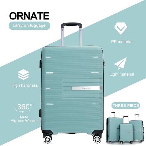 Tripcomp Luggage 3 Piece Sets Suitcase Set with Double Spinner Wheels, Lightweight Carry On Hardside Travel Luggage with TSA Lock, (20/24/28) (Light Green) in Saudi Arabia