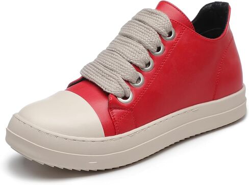 NIYAOSM Women's Low Top Sneakers Fashion Leather Platform Thick Strap Walking Shoes Unisex Comfy Casual Canvas/PU Trainers in Saudi Arabia