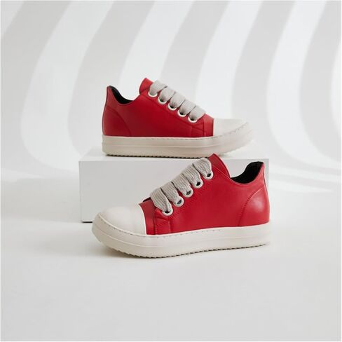 NIYAOSM Women's Low Top Sneakers Fashion Leather Platform Thick Strap Walking Shoes Unisex Comfy Casual Canvas/PU Trainers in Saudi Arabia