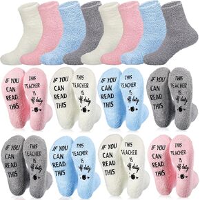 Suhine 16 Pairs Funny Teacher Theme Novelty Cozy Fuzzy Socks, If You Can Read This Teacher Is off Duty Winter Socks for Christmas Teacher's Day Birthday Appreciation Gift in Saudi Arabia