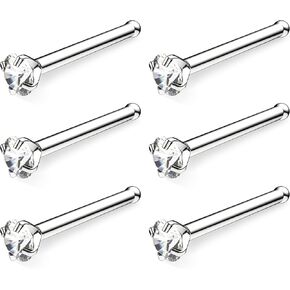 BELATTI 6 قطع من حلقات الأنف الجراحية الفولاذية للنساء والرجال - مجموعة زركونيا مكعبة 2 مم تشيكوسلوفاكيا - شريط دفع لا يسبب الحساسية - حلقة أنف مستقيمة - دبوس عظمة مجوهرات ثقب الأنف (اختر المقياس - اللون - الجوهرة) in Kuwait