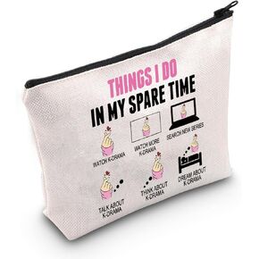MEIKIUP Funny K-pop Lover Gift K-pop Merchandise Korean Drama Fan Gift K-Drama Girl Makeup Bag (Spare Time K-pop Bag Black)