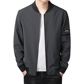 FoxQ Mens Lightweight Flight Bomber Jackets Slim Fit Spring Fall Thin Casual Coat Softshell Windbreaker Elastic Hem