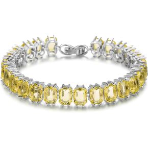ORATIGOR Tennis Bracelet for Women 9mm*6mm Multicolored CZ Tennis Bracelets White Gold Plated Colorful Cubic Zircon Bangle