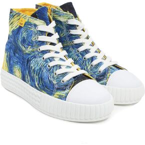 Maspis Klassik Women's High Top Platform Lace Up Canvas Van Gogh Shoes - Casual Fashion & Walking Sneakers | Famous Print Art in Kuwait