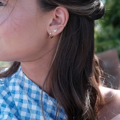 صغيرة تشيكوسلوفاكيا Huggies | أقراط صغيرة من الفضة الإسترليني عيار 925 | أقراط هوجي هوب الغضروف من الفضة الاسترليني in Kuwait