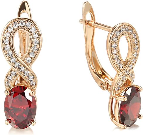 Boho Infinity Oval Red CZ Huggie Hoop Earrings for Women Girls Rose Gold Plated Hypoallergenic Cubic Zirconia Figure 8 Dangle Drop Lever Back Small Hoops Retro Wedding Birthday Christmas Party in Saudi Arabia