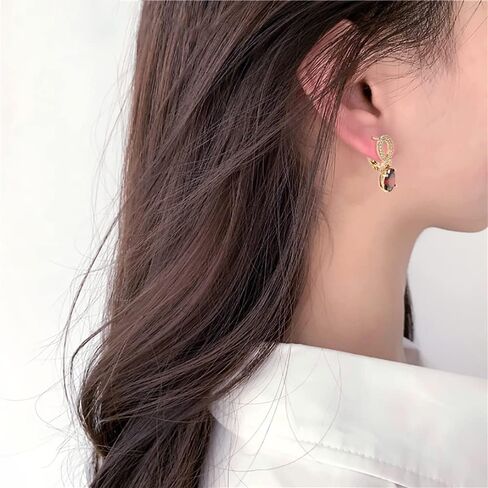 Boho Infinity Oval Red CZ Huggie Hoop Earrings for Women Girls Rose Gold Plated Hypoallergenic Cubic Zirconia Figure 8 Dangle Drop Lever Back Small Hoops Retro Wedding Birthday Christmas Party in Saudi Arabia