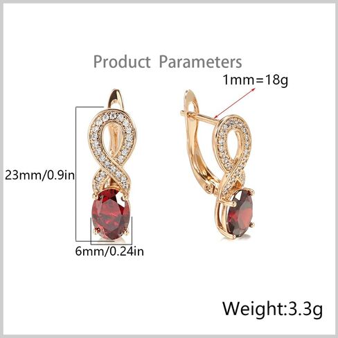 Boho Infinity Oval Red CZ Huggie Hoop Earrings for Women Girls Rose Gold Plated Hypoallergenic Cubic Zirconia Figure 8 Dangle Drop Lever Back Small Hoops Retro Wedding Birthday Christmas Party in Saudi Arabia