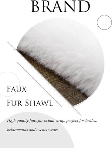 Bounzhi Women 's Wedding Faux Fur Shawl Wraps Bridal Wedding Scarf Stoles Faux Fur with brooch for Bride and Bridesmaids in Kuwait
