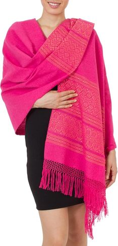 NOVICA Artisan Handmade Zapotec Cotton Rebozo Shawl Unique Hot Pink Patterned Handwoven Mexico 'Hot Pink Zapotec Treasures' in Kuwait