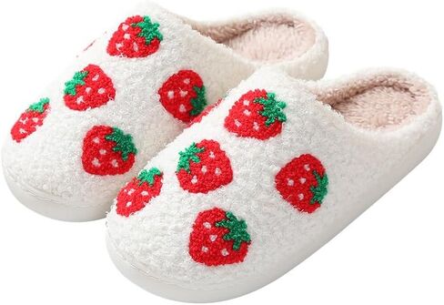 Loizziuy Strawberry Slippers Cute Fuzzy Slippers for Women Men Warm Slippers Winter Memory Foam Fluffy Warm House Shoes in Saudi Arabia