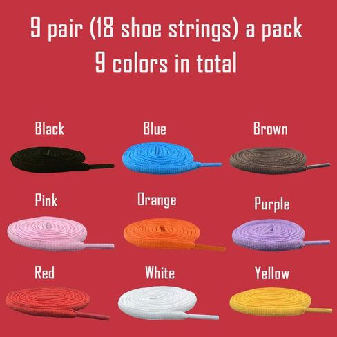 GxxBxx 9 أزواج من أربطة الأحذية الرياضية نصف المستديرة لأحذية كرة السلة/الأحذية الرياضية/الأحذية الطويلة/الأحذية الكاجوال in Kuwait