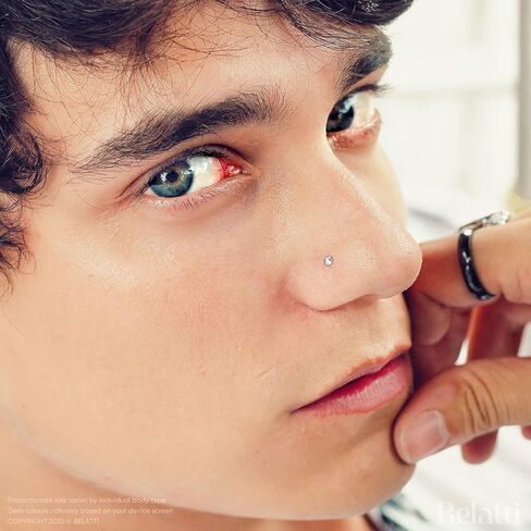 BELATTI 6 قطع من حلقات الأنف الجراحية الفولاذية للنساء والرجال - مجموعة زركونيا مكعبة 2 مم تشيكوسلوفاكيا - شريط دفع لا يسبب الحساسية - حلقة أنف مستقيمة - دبوس عظمة مجوهرات ثقب الأنف (اختر المقياس - اللون - الجوهرة) in Kuwait