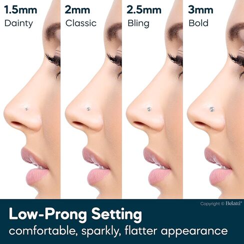 BELATTI 6 قطع من حلقات الأنف الجراحية الفولاذية للنساء والرجال - مجموعة زركونيا مكعبة 2 مم تشيكوسلوفاكيا - شريط دفع لا يسبب الحساسية - حلقة أنف مستقيمة - دبوس عظمة مجوهرات ثقب الأنف (اختر المقياس - اللون - الجوهرة) in Kuwait