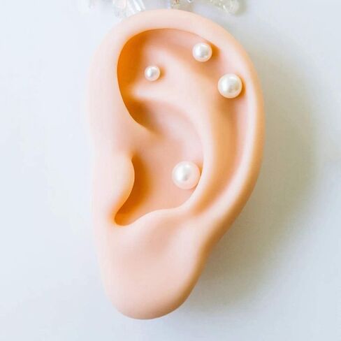 Simulated Pearl Small Cartilage Stud Earrings for Women Girls Mini 20G Barbell Piercing Sleeper Screwed Ball Upper Helix 925 Sterling Silver Gold Conch Dainty Cute Tragus Hypoallergenic Teens in Saudi Arabia