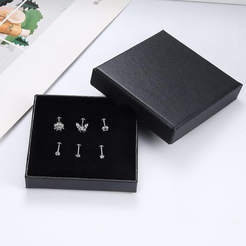 ZZHDCC 16G إلى الأمام اللولب الغضروف أقراط للنساء الجراحية الصلب Labret الشفاه الجسم مجوهرات مكعب زركونيا فراشة زهرة نجمة القلب روك Daith محارة الزنمة الثقب in Kuwait