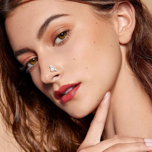 dochais 9pcs حلقات الأنف الأزرار l شكل حلقات الأنف للنساء الفولاذ المقاوم للصدأ قلب نجمة الجناح تشيكوسلوفاكيا أوبال زهرة تتدلى حلقات الأنف الأنف ثقب المجوهرات للنساء الرجال in Kuwait