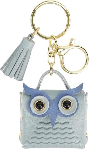CAIRIAC Mini Coin Purse Keychain Cute Owl Backpack Change Wallet Bags Jewelry Pouch with Keyring for Women Storage Coins, Wireless Earbuds, Rings, Earrings (Khaki) in Kuwait