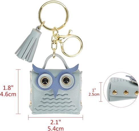 CAIRIAC Mini Coin Purse Keychain Cute Owl Backpack Change Wallet Bags Jewelry Pouch with Keyring for Women Storage Coins, Wireless Earbuds, Rings, Earrings (Khaki) in Kuwait
