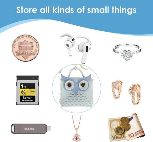 CAIRIAC Mini Coin Purse Keychain Cute Owl Backpack Change Wallet Bags Jewelry Pouch with Keyring for Women Storage Coins, Wireless Earbuds, Rings, Earrings (Khaki) in Kuwait