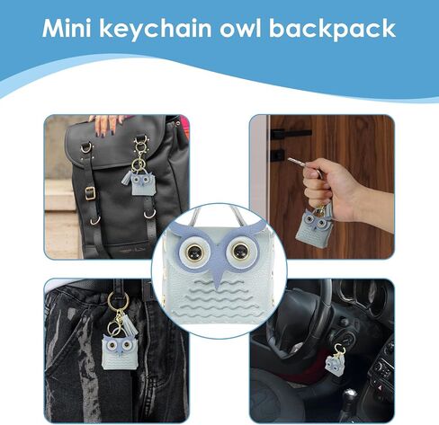 CAIRIAC Mini Coin Purse Keychain Cute Owl Backpack Change Wallet Bags Jewelry Pouch with Keyring for Women Storage Coins, Wireless Earbuds, Rings, Earrings (Khaki) in Kuwait