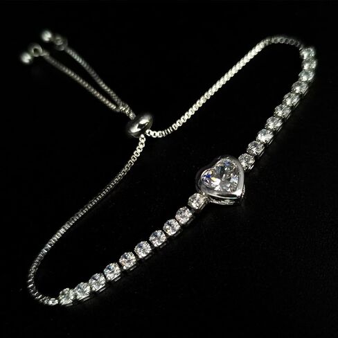 سوار تنس على شكل قلب من Reyife CZ للنساء، قابل للتعديل 18 قيراط مطلي بالذهب سلسلة بولو أساور بلينغ لوف مجوهرات كلاسيكية هدية جريلز in Kuwait