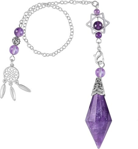 Yatming 12 وجه البندول الكريستال للتغطيس العرافة، قلادة حجر مزدوج مدبب للشفاء التأمل الريكي in Kuwait