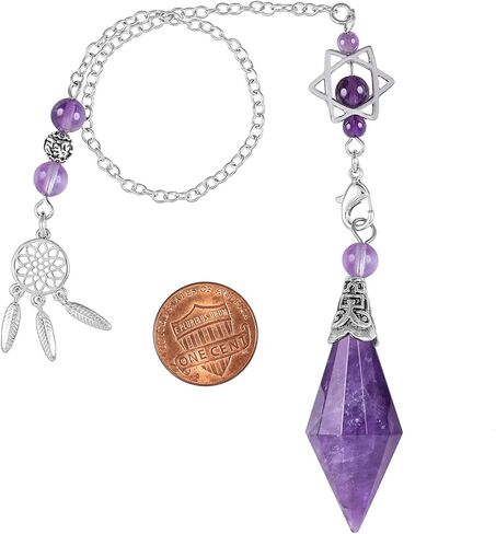 Yatming 12 وجه البندول الكريستال للتغطيس العرافة، قلادة حجر مزدوج مدبب للشفاء التأمل الريكي in Kuwait