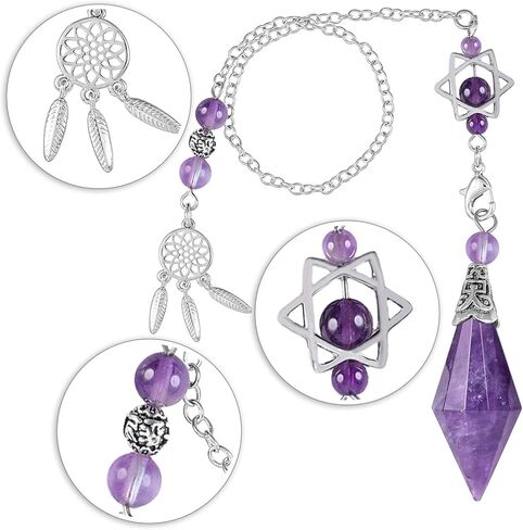 Yatming 12 وجه البندول الكريستال للتغطيس العرافة، قلادة حجر مزدوج مدبب للشفاء التأمل الريكي in Kuwait