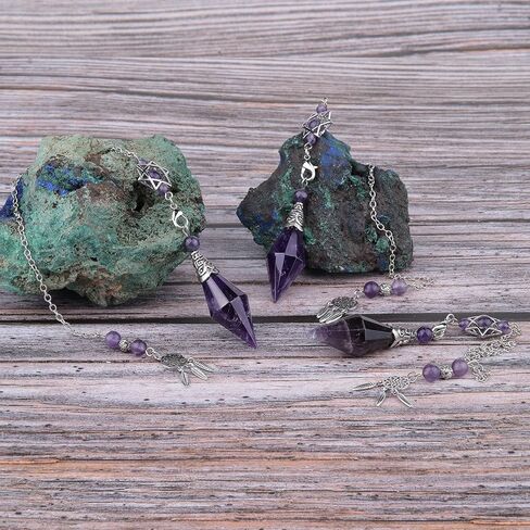 Yatming 12 وجه البندول الكريستال للتغطيس العرافة، قلادة حجر مزدوج مدبب للشفاء التأمل الريكي in Kuwait